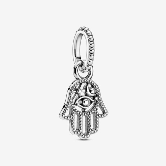 Sterling Silver Hamsa Hand Charm for Bracelets Gift for Her Jewelry - Picture 2 of 2